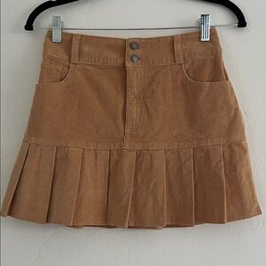 Hollister Tan Corduroy Pleated Mini Skirt Size XS